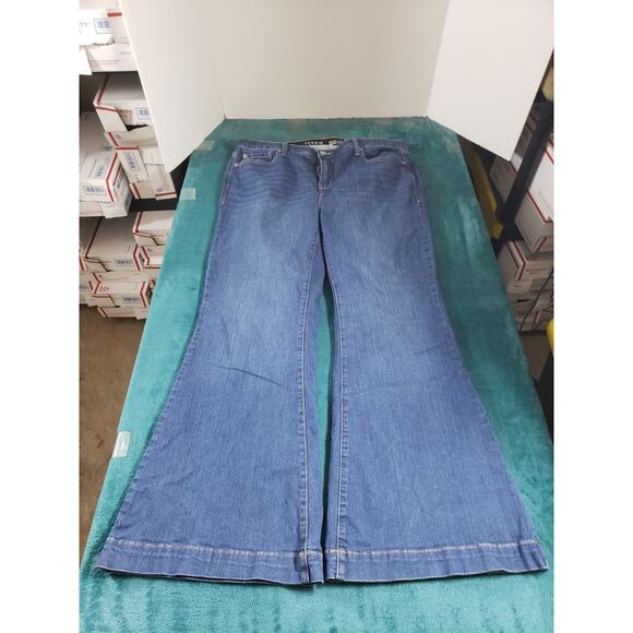 Torrid Jeans Size 18 Womens Blue Elastic Waist Stretch Wide Leg A Line Flare - Picture 1 of 12
